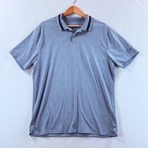Nike Polo Shirt Mens Large Blue Triangle Print Dri-FIT Golf Sporty Preppy Casual